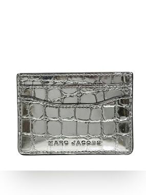 Marc Jacobs silver croc embossed card case